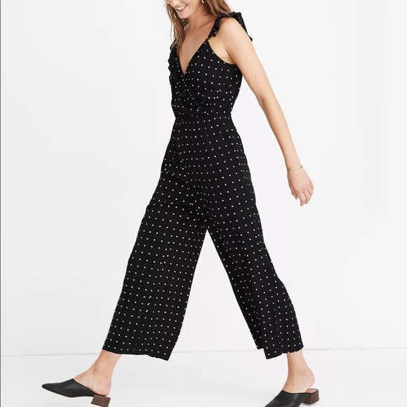 Madewell Pants - Madewell Tall Ruffle-Front Wrap Jumpsuit in Grid Dot Size 2 Tall